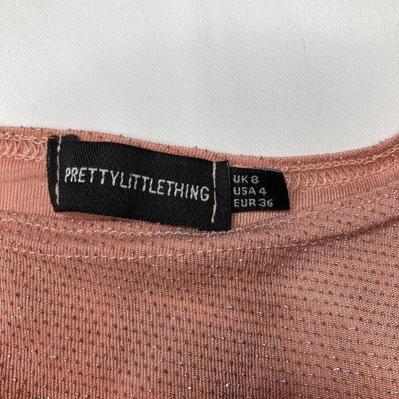 PrettyLittleThing Peach Square Neck Crop Tank Top Size 4 - Picture 2 of 5